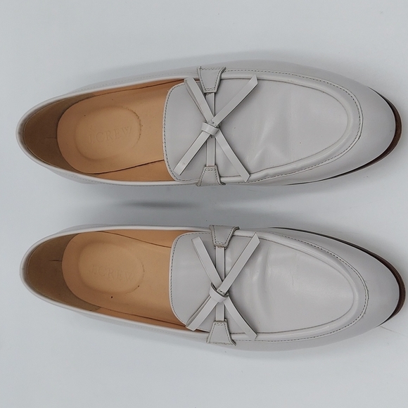 J Crew Womens Light gray leather bow academy loafers - Picture 3 of 9